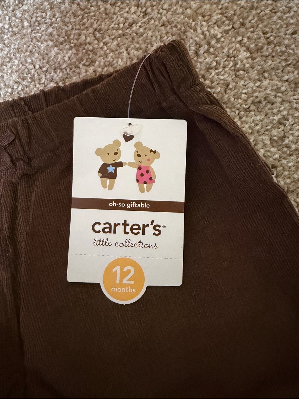 NWT Y2K Carter's Brown Corduroy Ruffle Girls Pants 12M - Picture 5 of 5